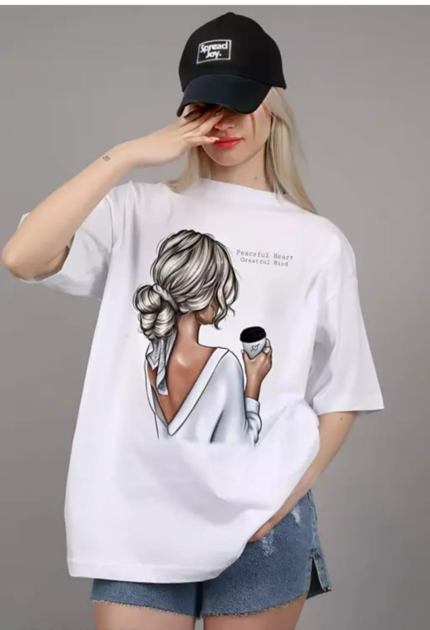 Oversize Coffee Girl printed t shirt